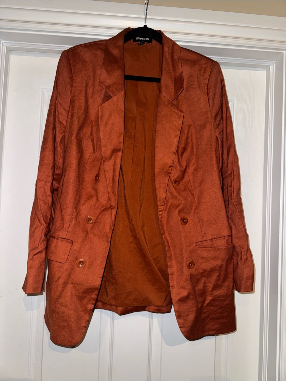 Express Women's Rust Copper Double-Breasted Blazer